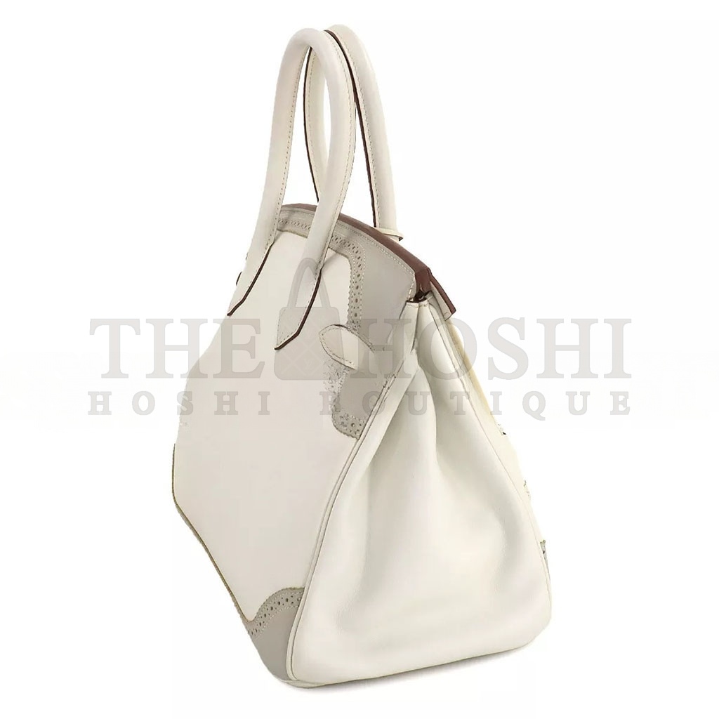 H**me5 BIRKIN 35 SWIFT AND TOGO LACE SERIES D1am0nd GREY AND APRICOT GREY SILVER BUCKLE H082650CK03 (35*28*18cm) Master Quality